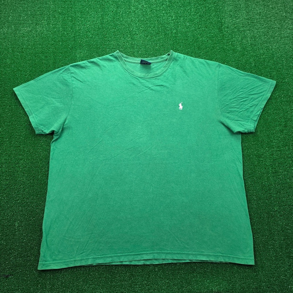 Vintage Polo Ralph Lauren Classic Crewneck Tshirt Mens XL Green Short‎ Sleeve